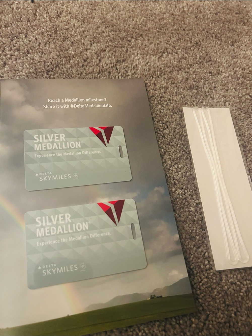 2 Delta SkyMiles Silver Medallion Luggage Tags